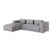 ECKSOFA Nova Hellgrau Cord - Hellgrau/Schwarz, Holz/Kunststoff (262/176cm) - S-Style Möbel