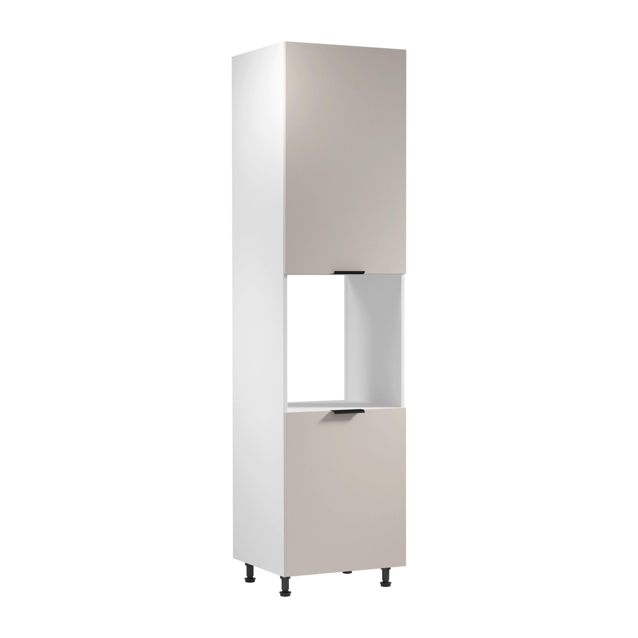 Royal24_Markt Mikrowellenumbauschrank Weiß, Beige 60x247x58 cm