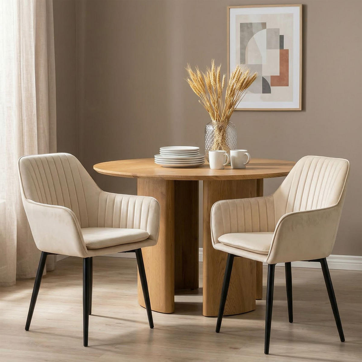 ESSZIMMERSTÜHLE SIENNA 2er-Set beige - Beige, Textil (58/86/58cm) - IDIMEX