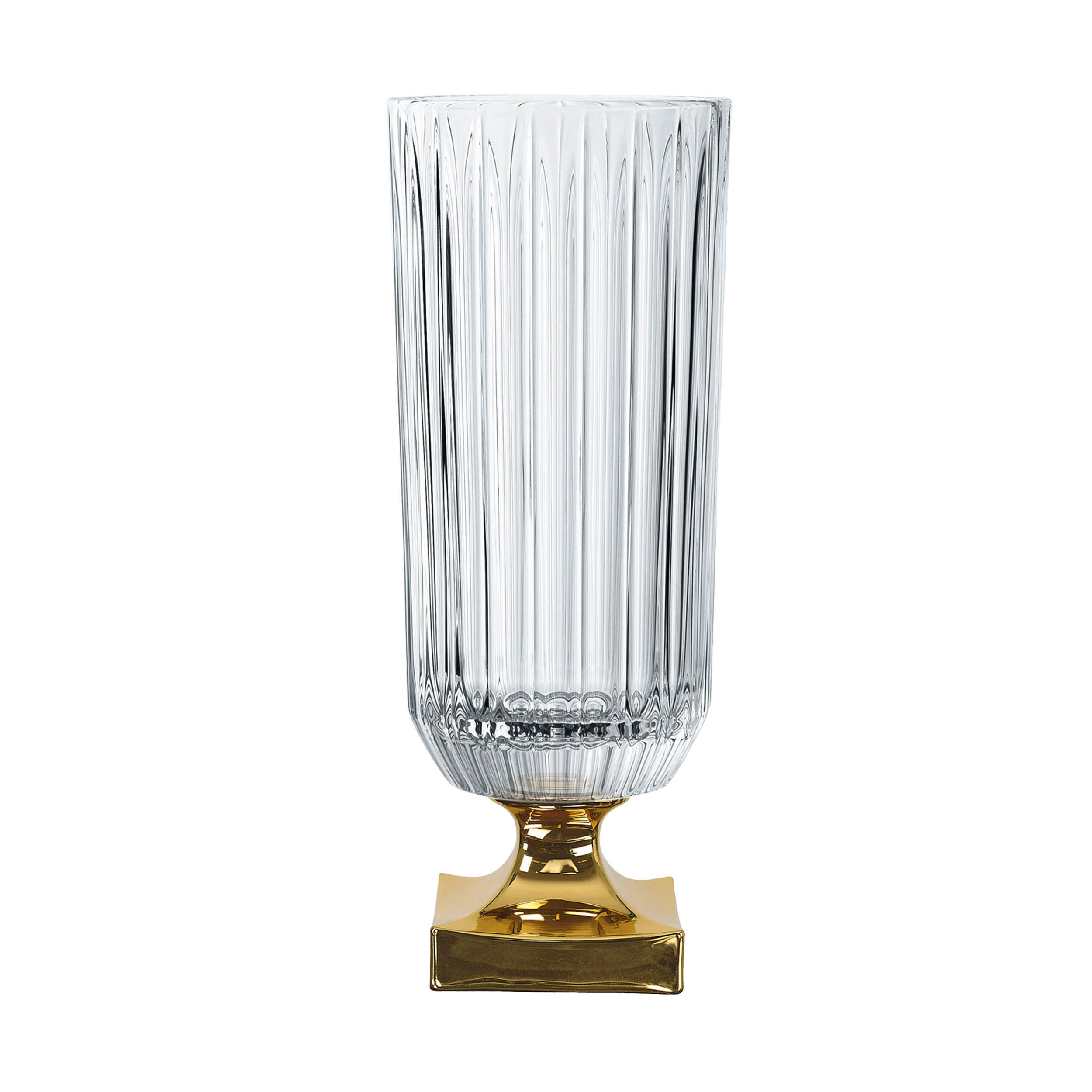 GLASVASE Vase Minerva Gold auf Fuß, Kristallglas, 40 cm - Goldfarben, Glas (16/40.3/16cm) - Nachtmann