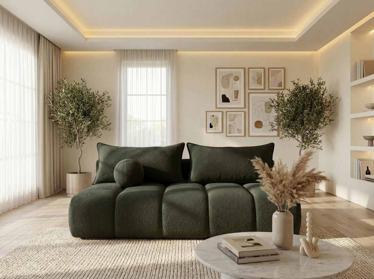 SCHLAFSOFA Milla mit Bettkasten, Dunkelgrün 205/97/85 cm - Dunkelgrün, Textil/Metall (205/97/85cm) - WFL GROUP