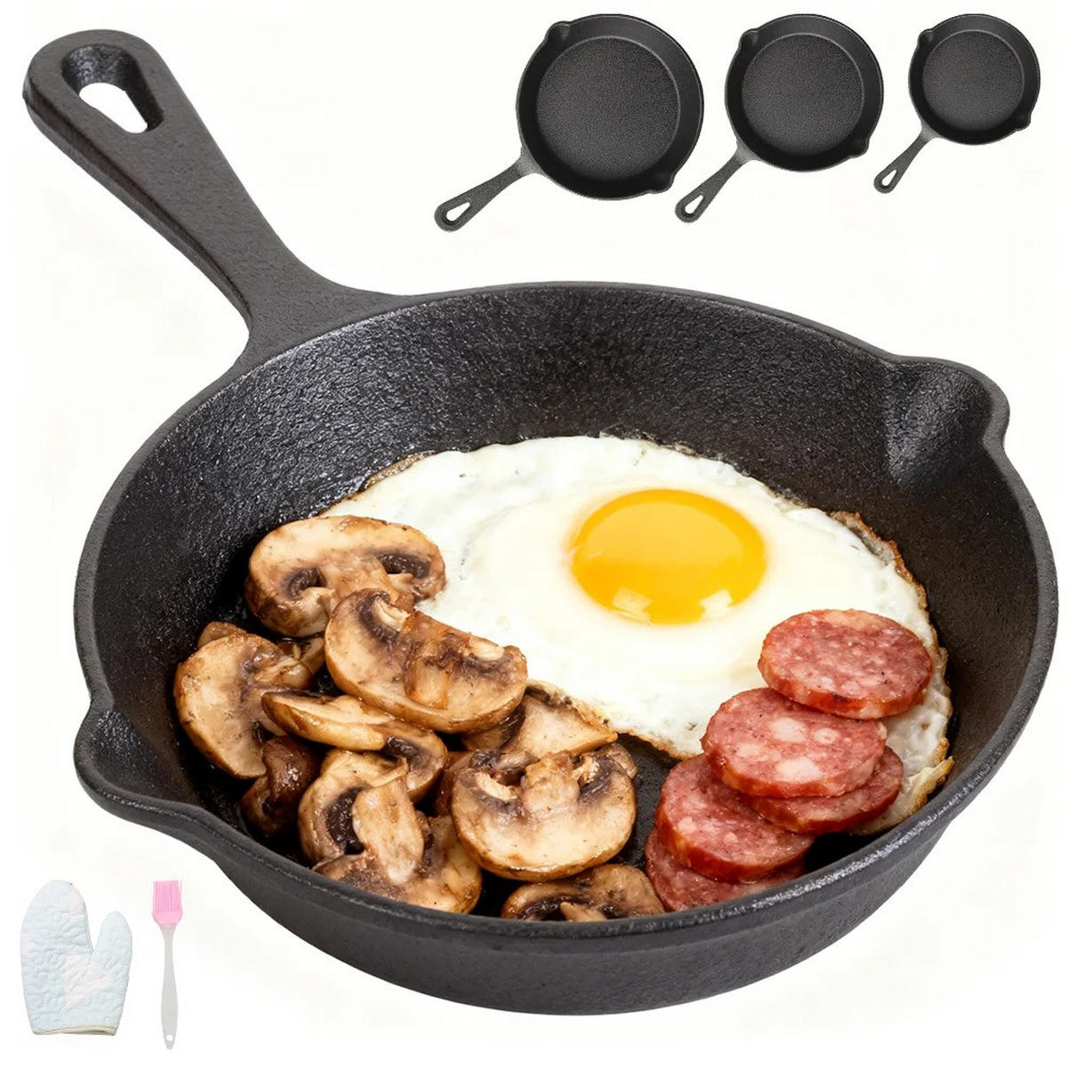PFANNENSET CastIron Schwarz 3er set - Schwarz, Metall - Kaket