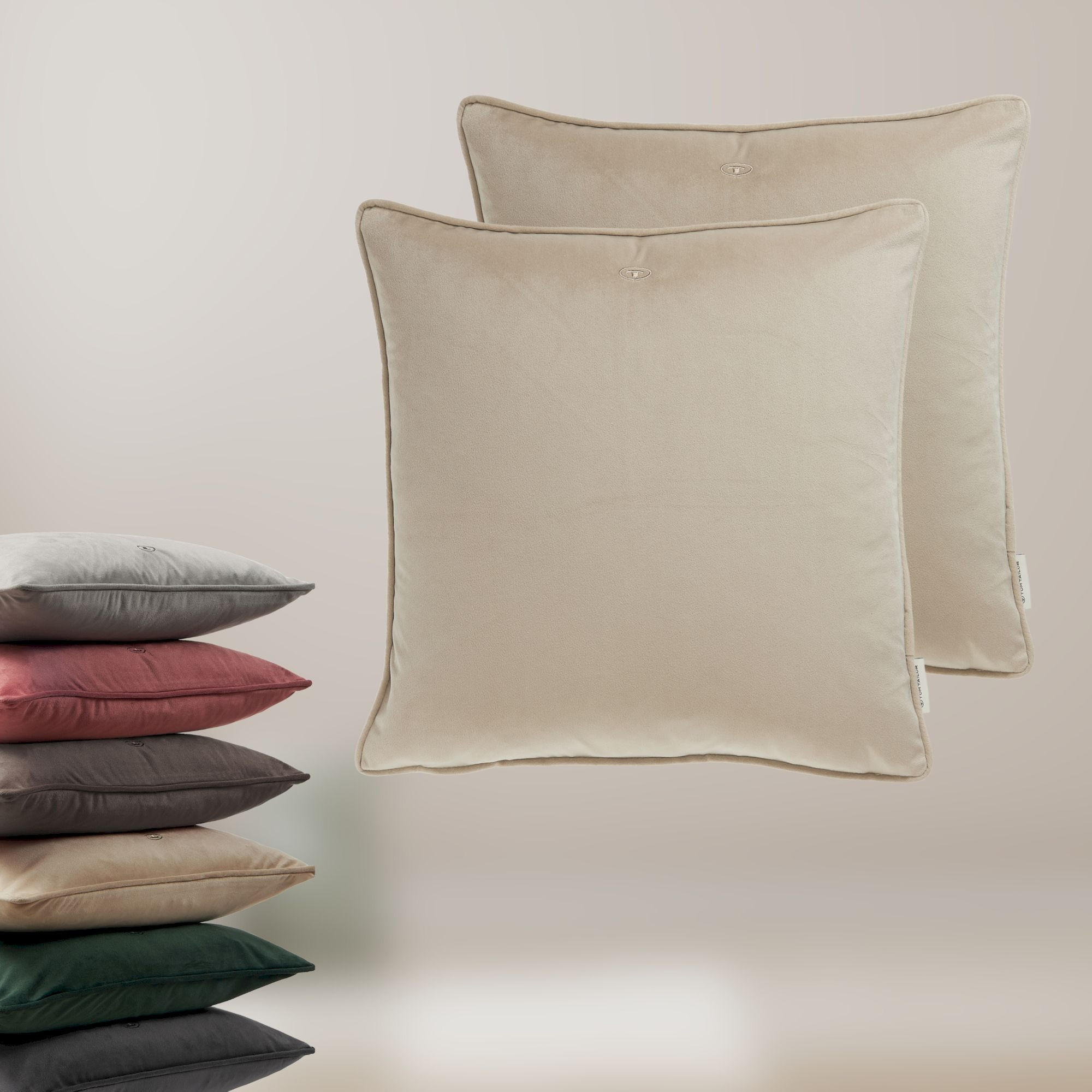 ZIERKISSENHÜLLE VELVET SIGNATURE - Beige, Textil (45/45cm) - Tom Tailor