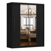 SCHIEBETÜRENSCHRANK - NICO 01 Schwarz - Schwarz, Holzwerkstoff/Metall (204/218/58cm) - Möblo