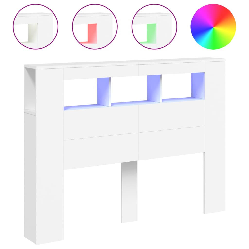 vidaXL Led-Kopfteil Weiß 18.5x103.5x140 cm
