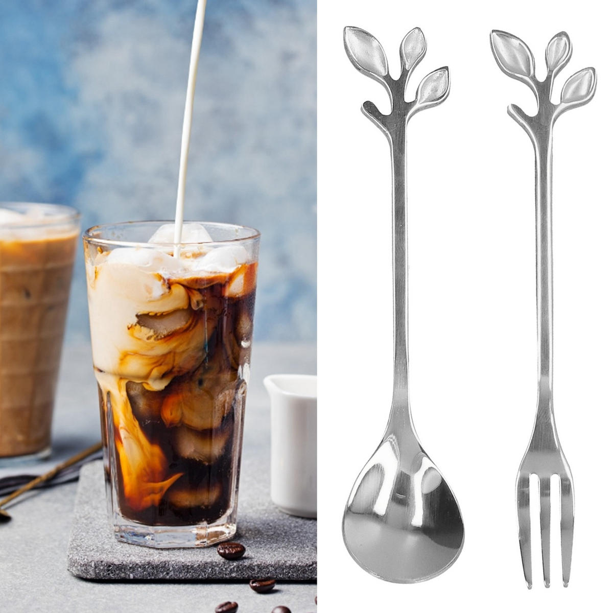BESTECK-SET 2-teiliges Edelstahl Löffel und Gabel silber - Silberfarben, Metall