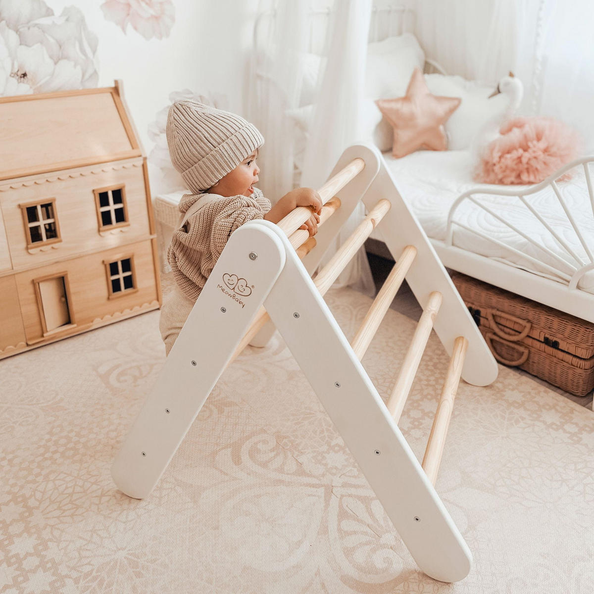 KLETTERDREIECK für Kinder, Montessori, Weiß - Weiß, Holz (59.5/59/60cm) - MeowBaby