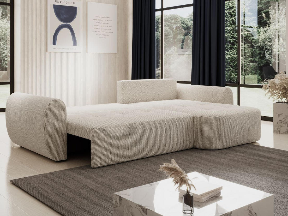 ECKSOFA Avessio Beige - Beige/Schwarz, Holz/Kunststoff (282/170cm) - Graingold