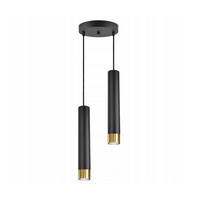 PENDELLEUCHTE Milano Tube - Goldfarben/Schwarz, Glas/Metall (20/20/100cm) - kiki design