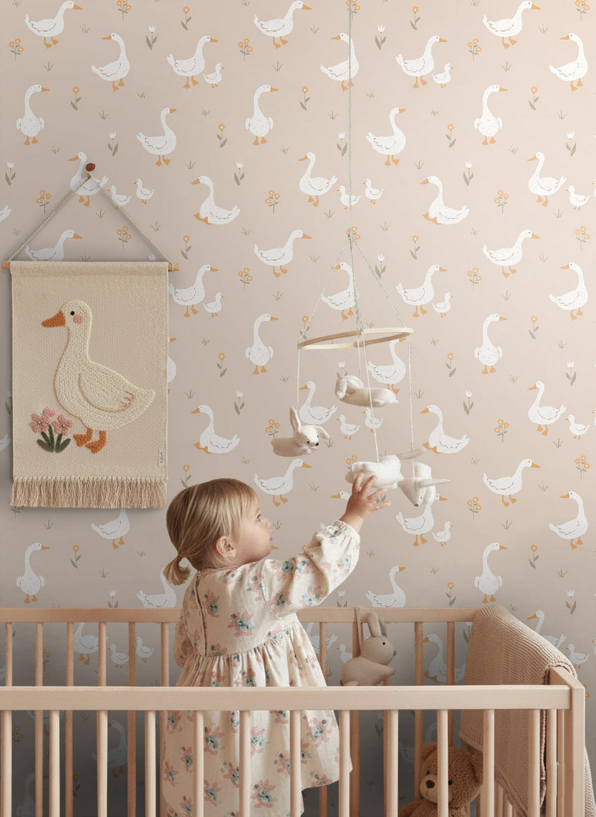 TAPETE Gänsen 50 x 900 cm - Beige, Papier (50/0.1cm) - ESTAhome