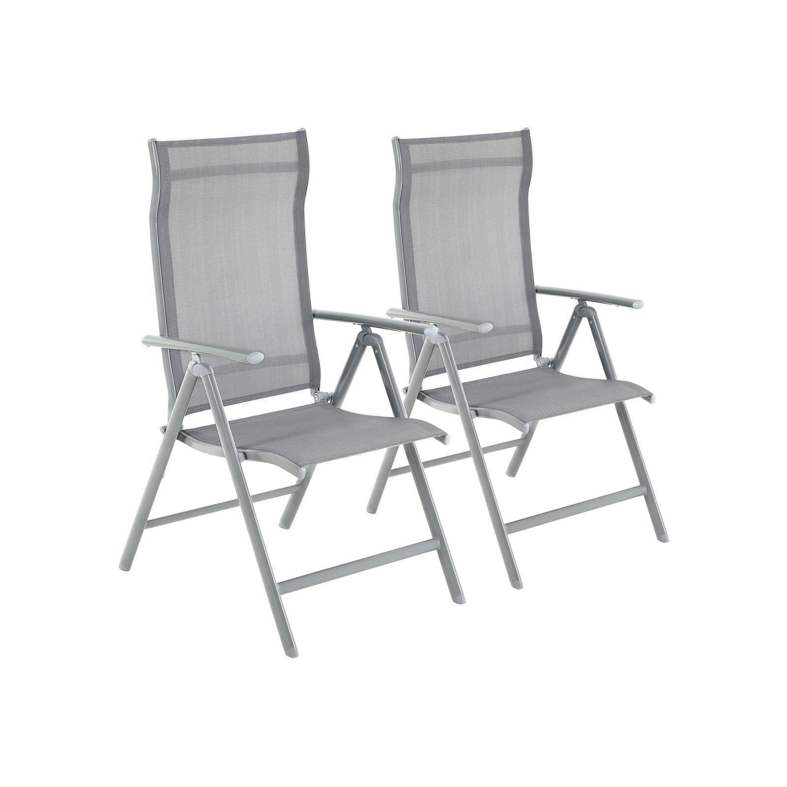 GARTENSTUHL KLAPPSTUHL 2ER-SET - Grau, Metall (70/106/56cm) - Hansiro