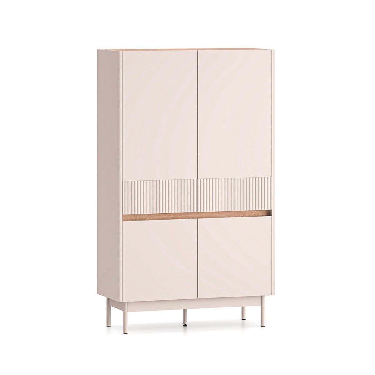 SCHRANK 4 Türen Connie Kaschmir und Holz - Beige, Holzwerkstoff (91.9/155.8/40cm) - Petits-meubles