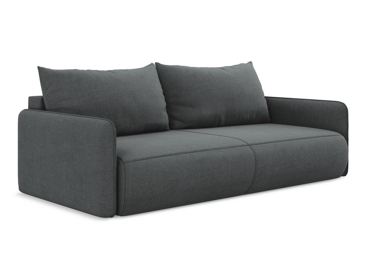 3-SITZER SOFA mit Schlaffunktion Strukturstoff Stoff Grau - Schwarz/Grau, Kunststoff/Textil (216/86/105cm) - Makamii
