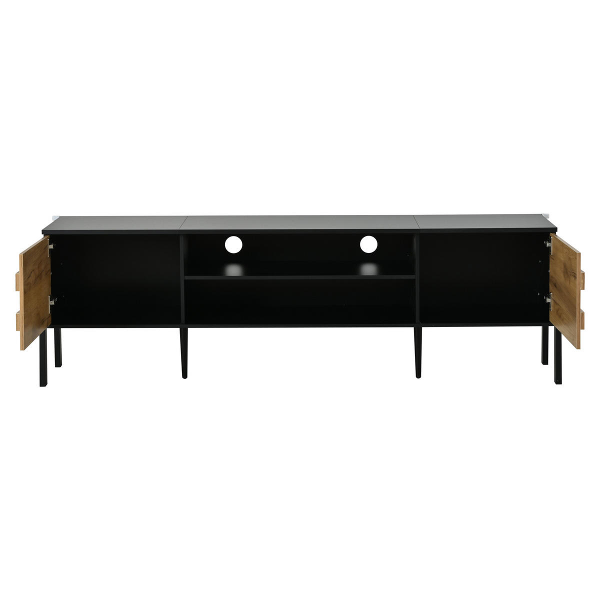 TV-LOWBOARD holzwerkstoff schwarz & holz-optik für tvs bis 70 zoll - Schwarz, Holzwerkstoff (175/53/39.5cm) - Urban Meuble