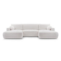 WOHNLANDSCHAFT Peoni Weiß 364/168/87 cm mit Schlaffunktion - Creme/Schwarz, Kunststoff/Textil (364/87/168cm) - AX Living