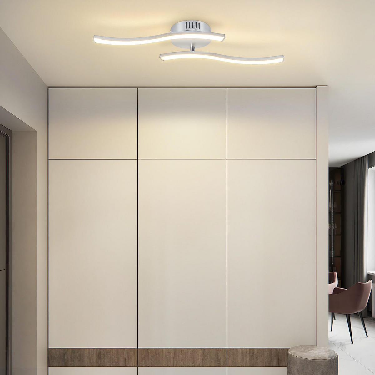 LED závěsné světlo Chemnitz III 52/10/8 cm - stříbrná, plast (52/10/8cm) - Nettlife