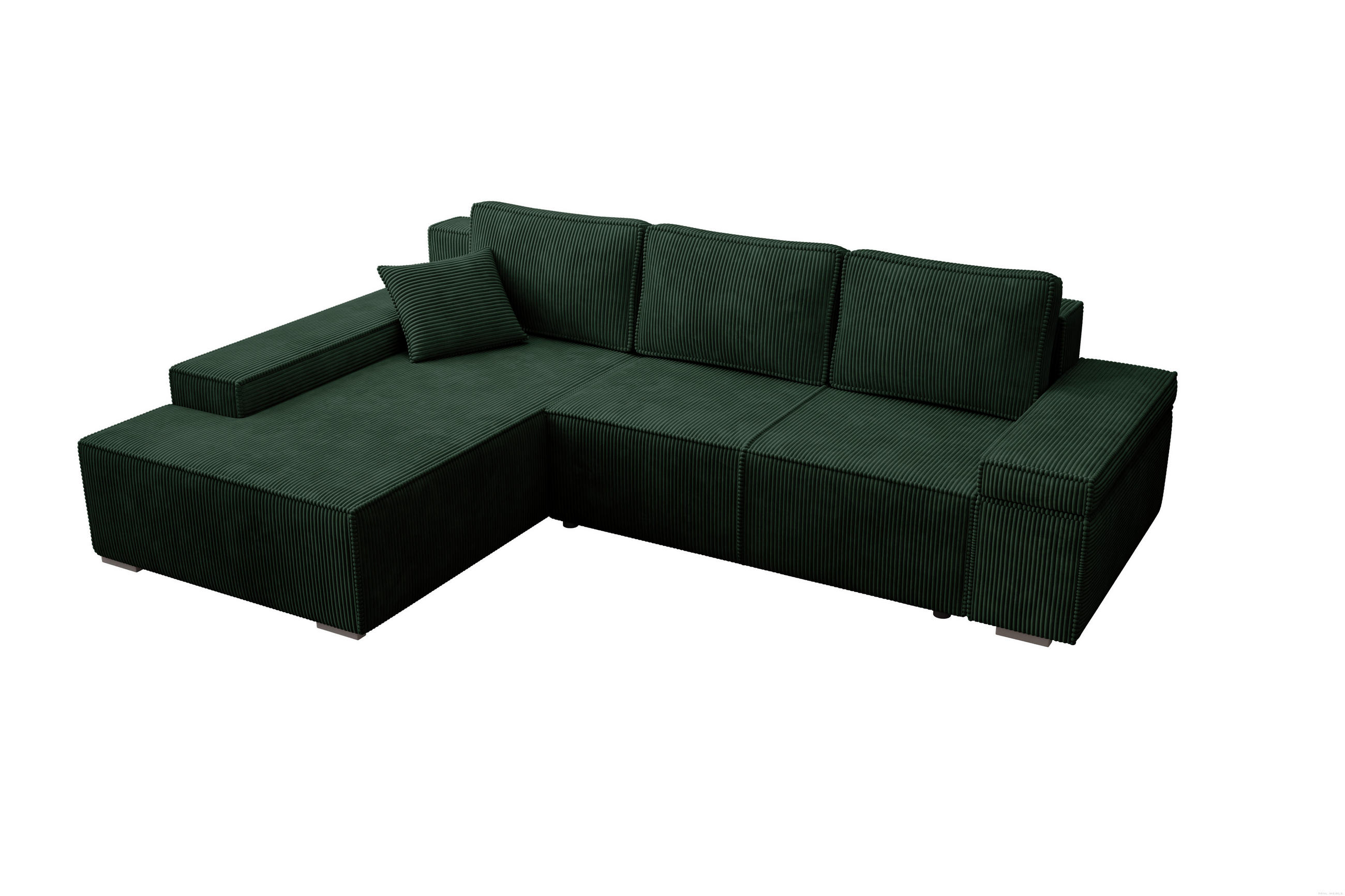 ECKSOFA Milo mit Schlaffunktion und Bettkasten, Couch L-Form, Cord-Stoff, 273x85x185 cm, Grün - Grün, Holz (185/273cm) - PROMETO Möbel