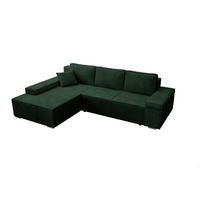 ECKSOFA Milo mit Schlaffunktion und Bettkasten, Couch L-Form, Cord-Stoff, 273x85x185 cm, Grün - Grün, Holz (185/273cm) - PROMETO Möbel