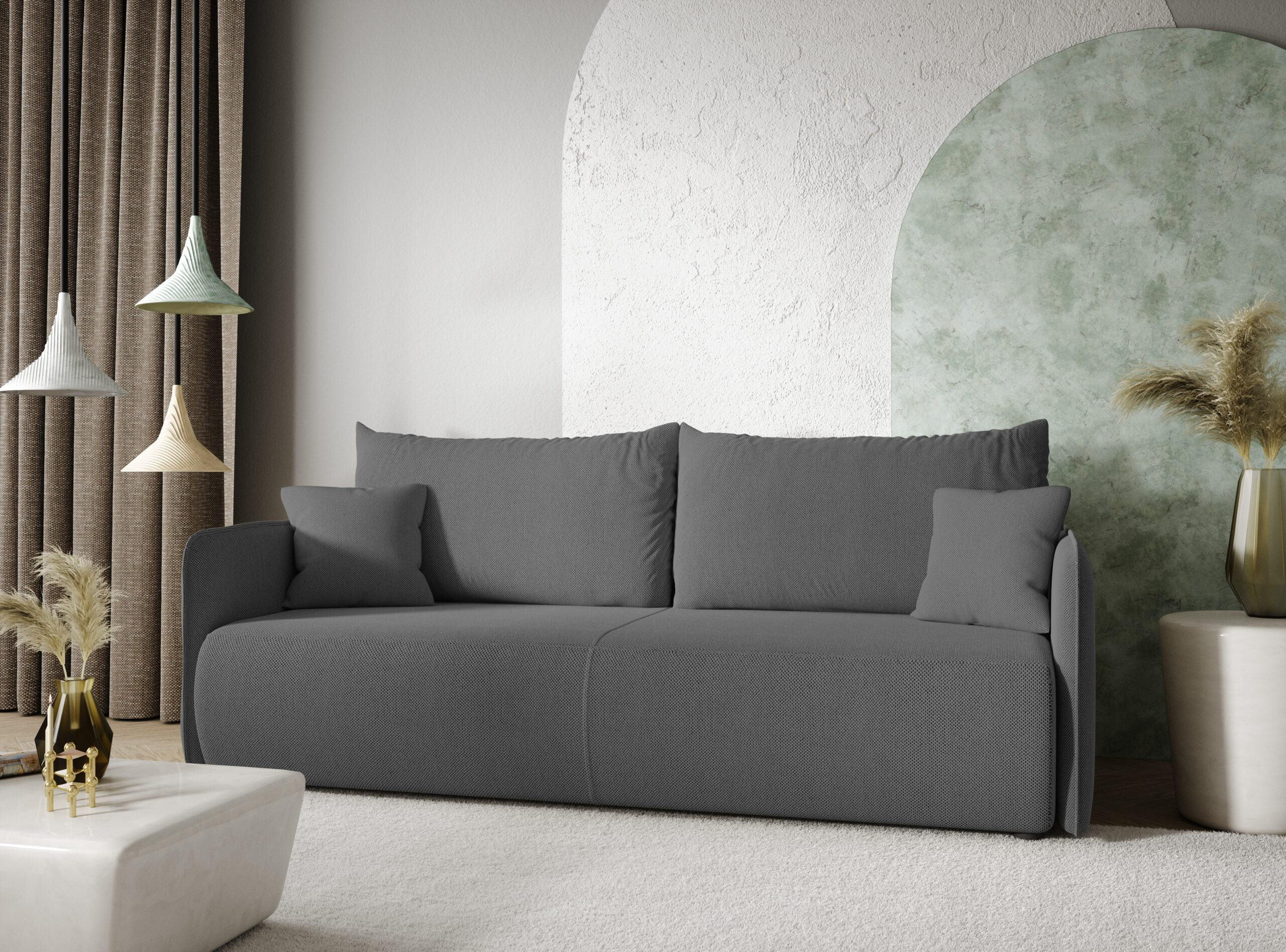 SCHLAFSOFA 4-Sitzer Grau anthracite - Anthrazit, Textil (216/86/105cm) - Furnisell