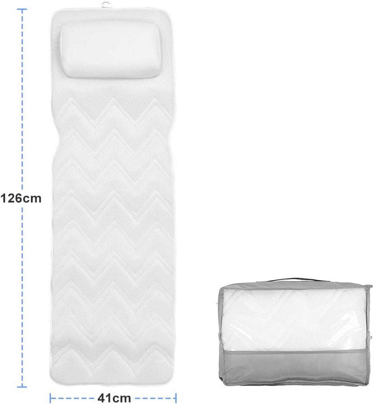 BADEWANNENKISSEN , Badematte mit Kissen - Weiß, Textil (41/126cm) - BELZ