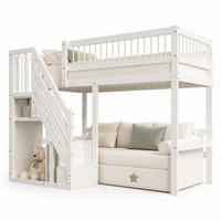 HOCHBETT 90/200 cm in Weiß mit Aufbewahrungstreppe - Weiß, Holz/Holzwerkstoff (90/200cm) - CHICFURN