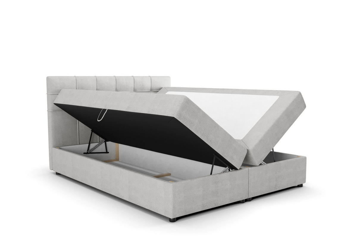 BOXBETT KIDA mit Matratze H3, Bonell und Topper 120x200 Curio 80 - Hellgrau, Textil (120/200cm) - Bedante