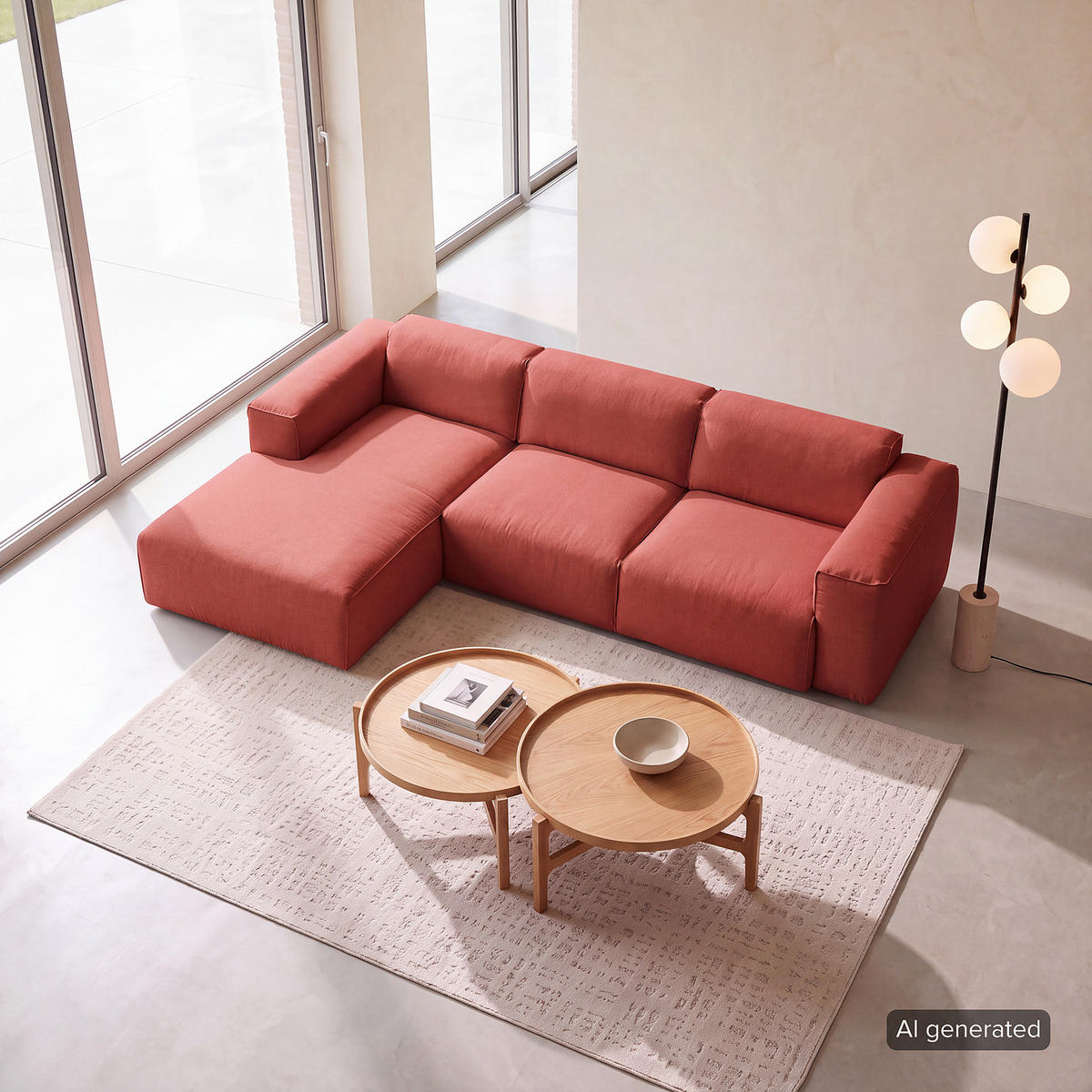 3-SITZER ECKSOFA mit Longchair - Rot/Schwarz, Kunststoff/Textil (284/173cm) - home24