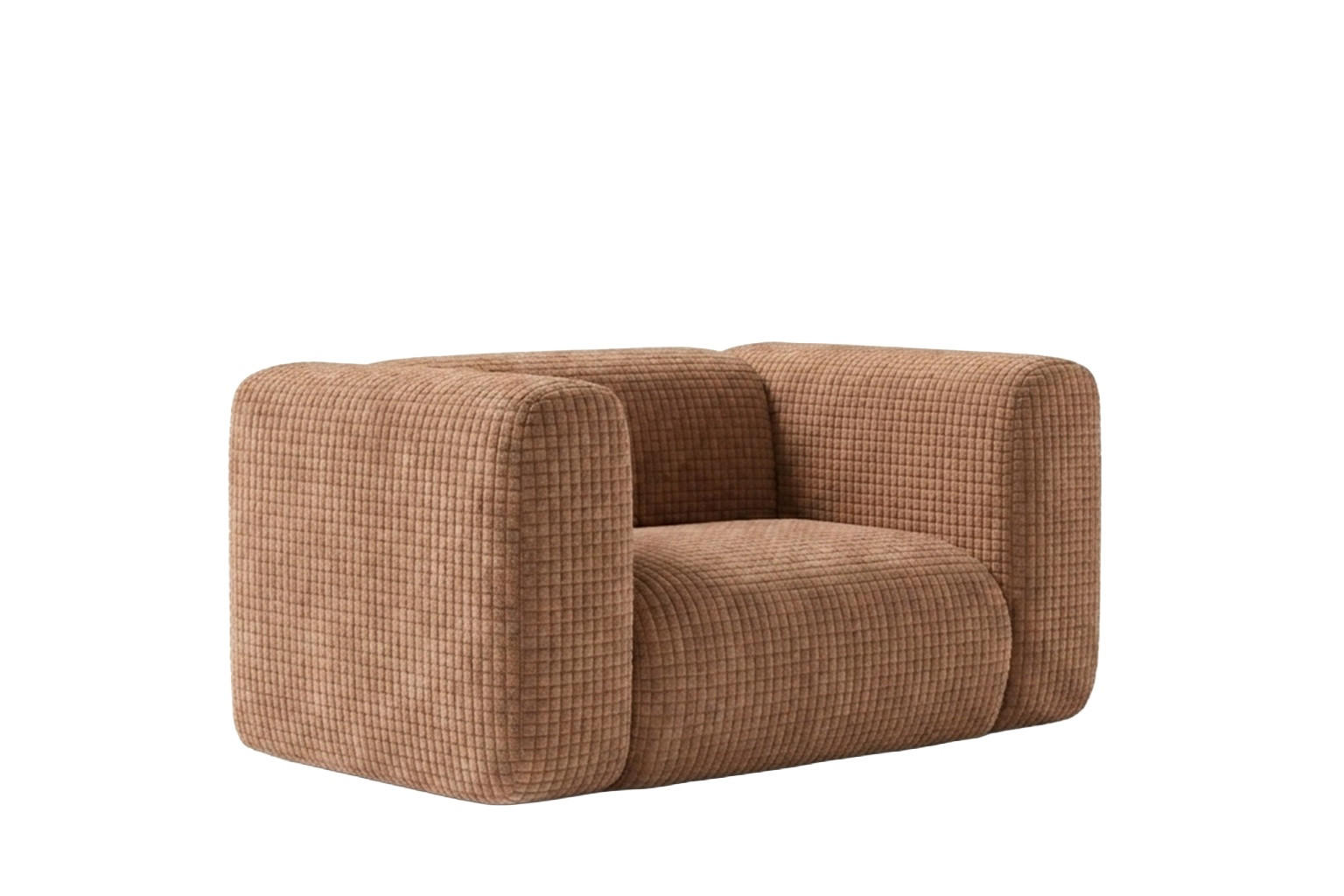 WOHNZIMMERSESSEL aus Chenille-Stoff Cremona, Hellbraun, GRETA - Hellbraun, Holz (137/70/89cm) - Kaiser Möbel
