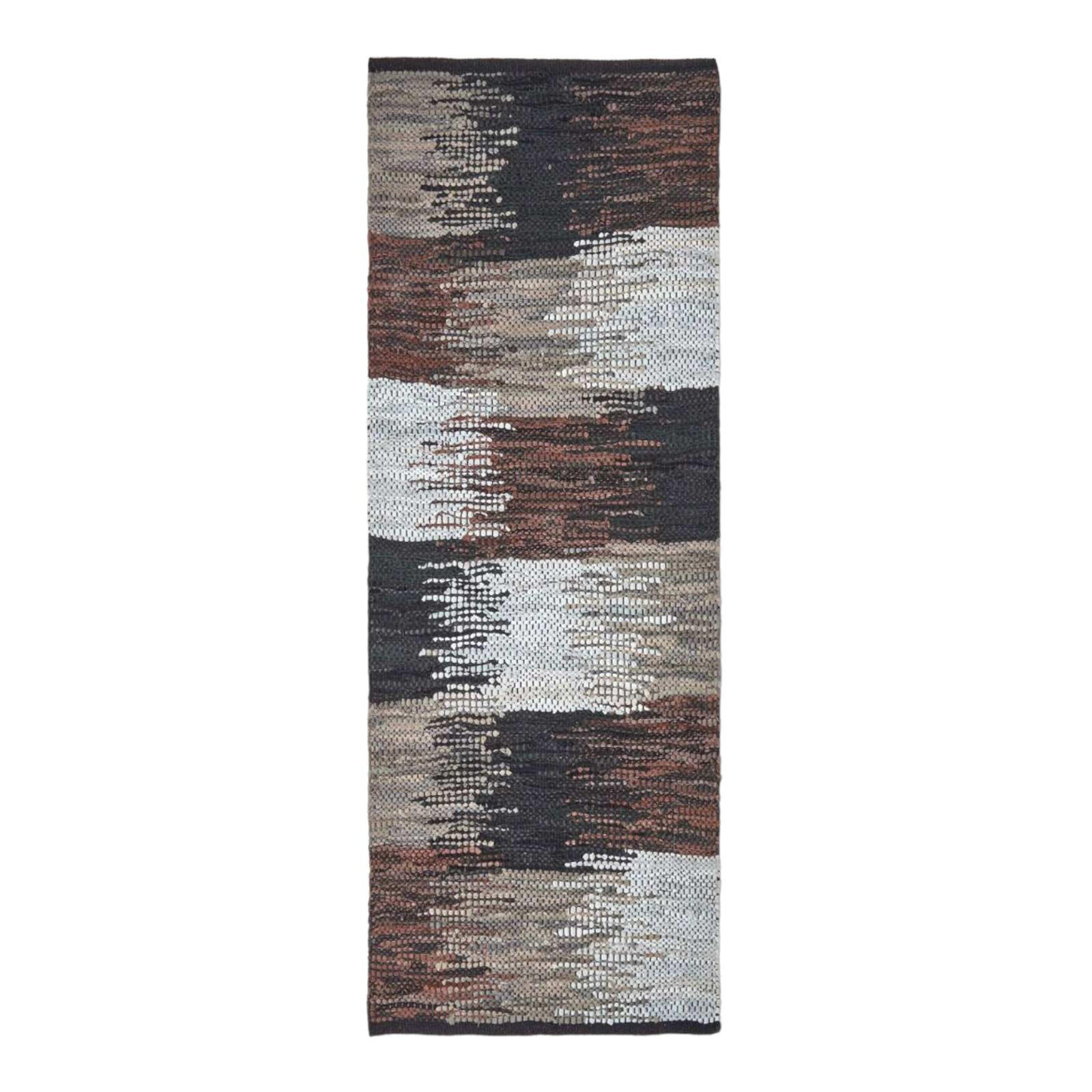 LEDERTEPPICH-LÄUFER gewebt mit abstraktem Muster 66/200 cm - Multicolor, Leder (66/200cm) - Homescapes