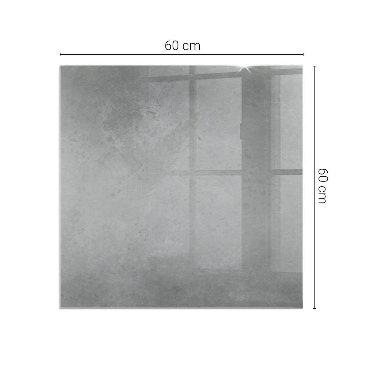 GLASPLATTE für Kamin 60x60 cm Grau - Grau, Glas (60/60/0.4cm) - ArtPrintCave