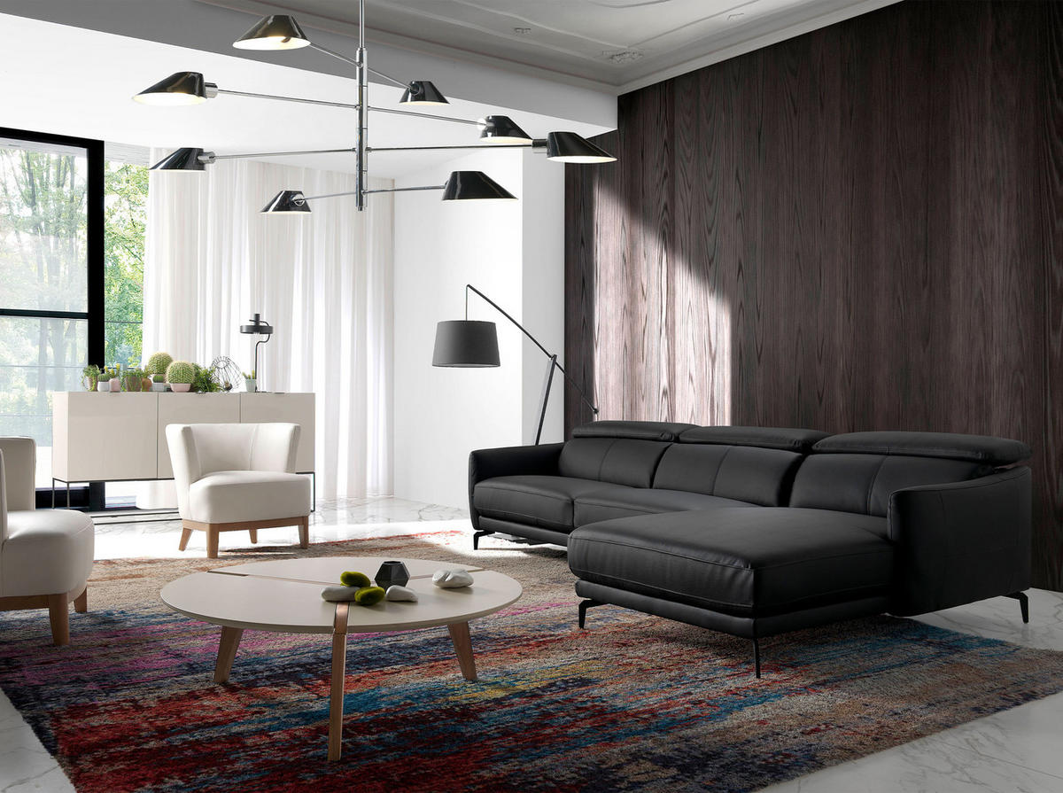 ECKSOFA Schwarz 283/194/94 cm - Schwarz, Leder (283/194cm) - ANGEL CERDA