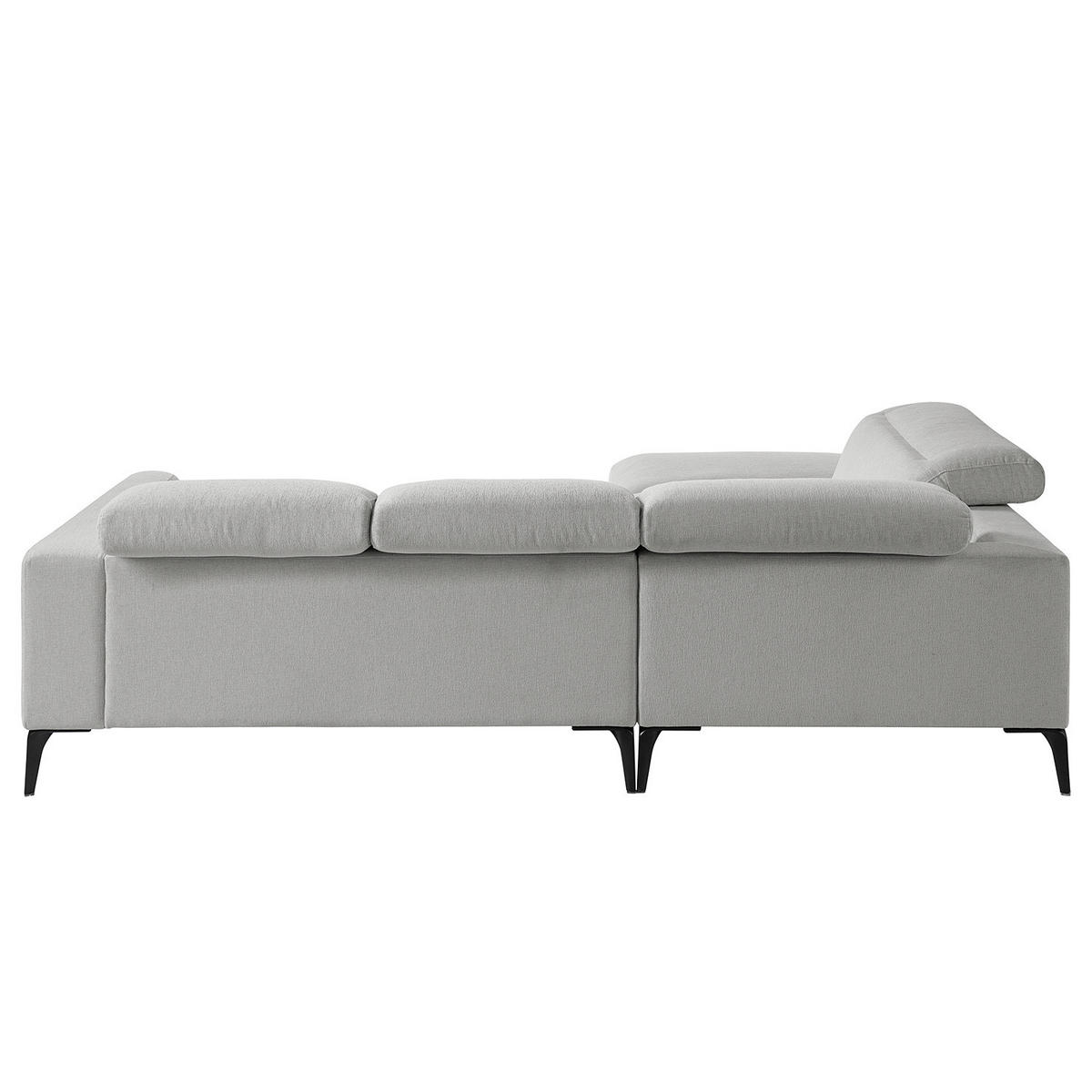 ECKSOFA mit Ottomane - Hellgrau/Schwarz, Textil/Metall (263/238cm) - home24