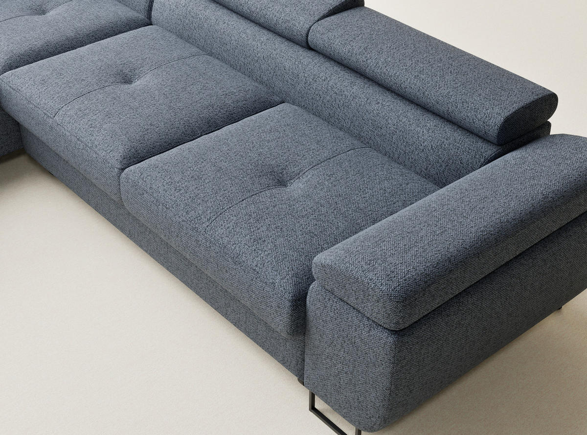 ECKSOFA MIT SCHLAFFUNKTION Concord Blau Grau Webstoff - Blaugrau/Schwarz, Holz/Holzwerkstoff (277/203cm) - Maison de Reve