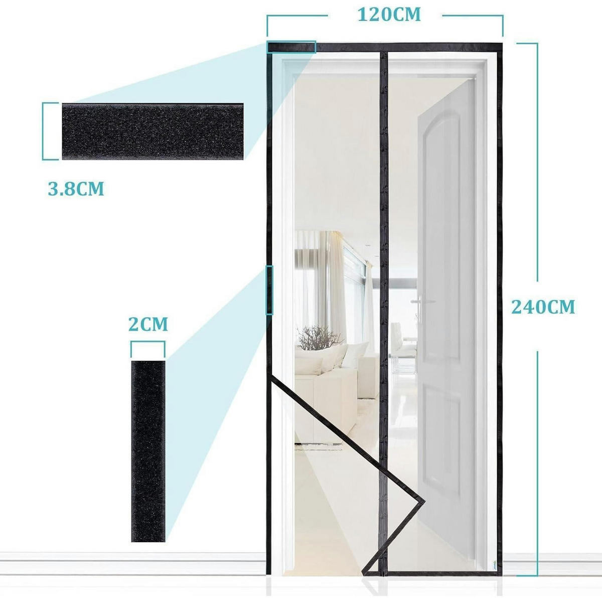FLIEGENGITTER Tür für Balkon und Terrassentür, schwarz - Schwarz, Textil (240/120/1cm)