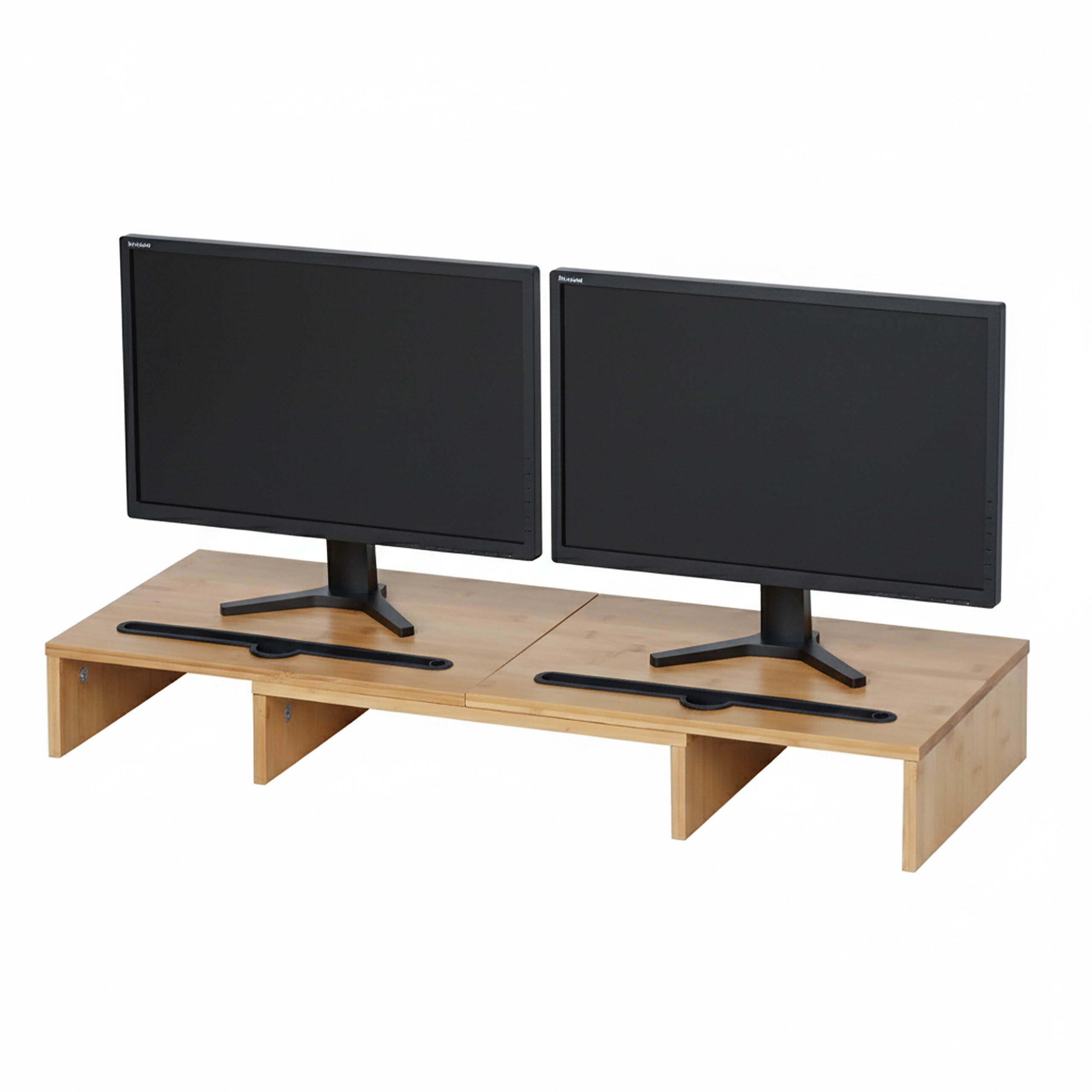 MONITORSTÄNDER - Hellbraun, Holz/Kunststoff (27/105/10cm) - Relaxdays