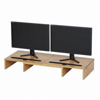 MONITORSTÄNDER - Hellbraun, Holz/Kunststoff (27/105/10cm) - Relaxdays