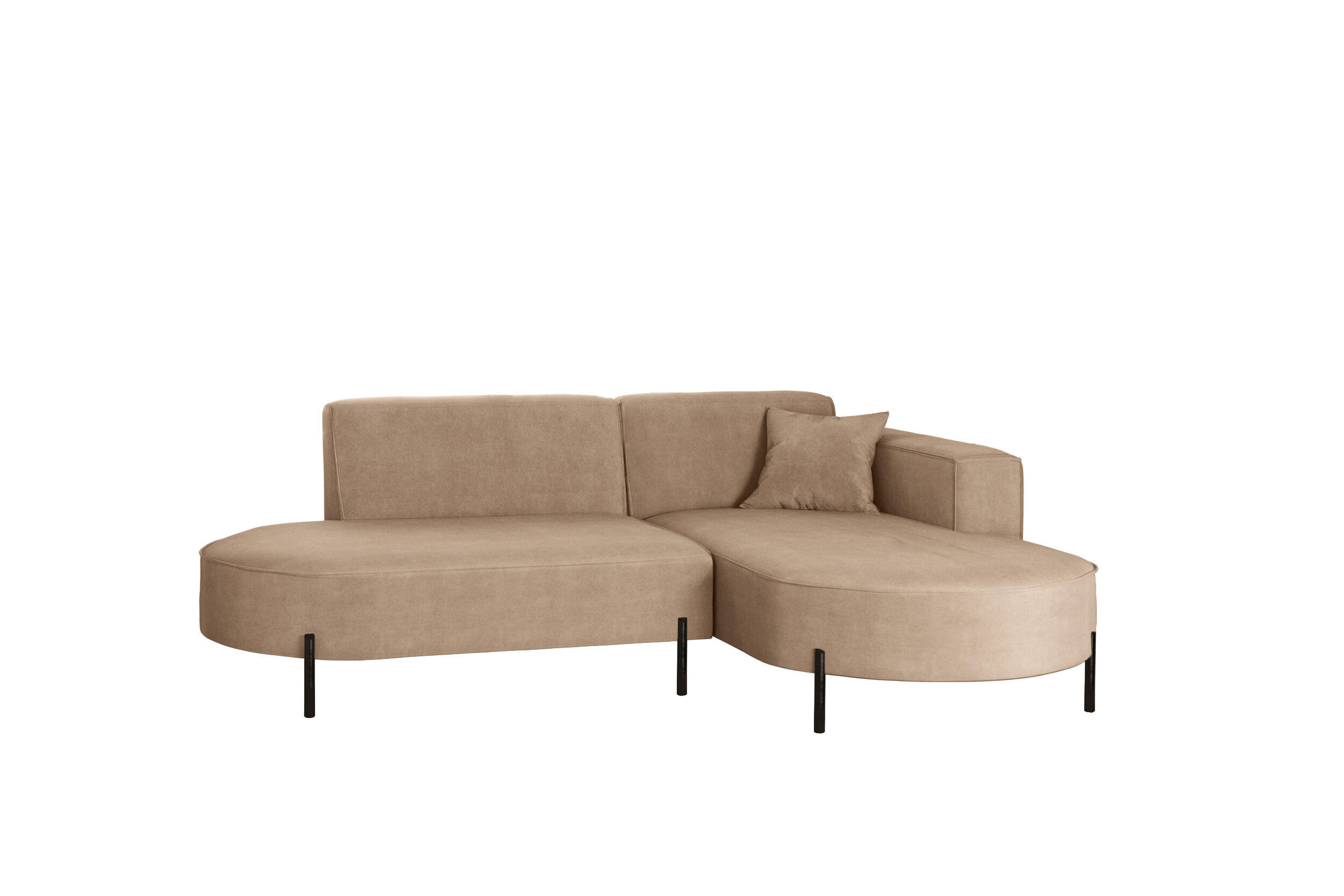 ECKSOFA L-Form Designer Modena Rein Stoff Noel KaltesBeige Rechts - Cappuccino, Holz/Textil (236/165cm) - Kaiser Möbel