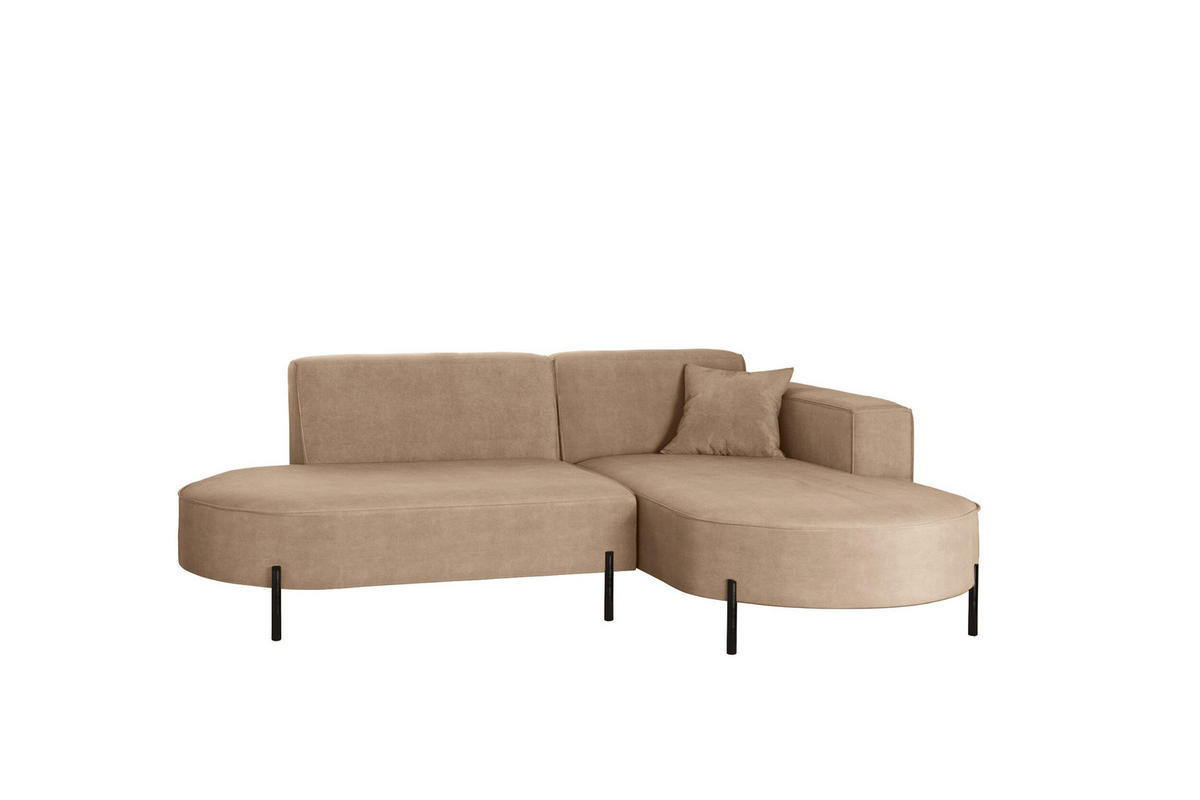 ECKSOFA L-Form Designer Modena Rein Stoff Noel KaltesBeige Rechts - Cappuccino, Holz/Textil (236/165cm) - Kaiser Möbel