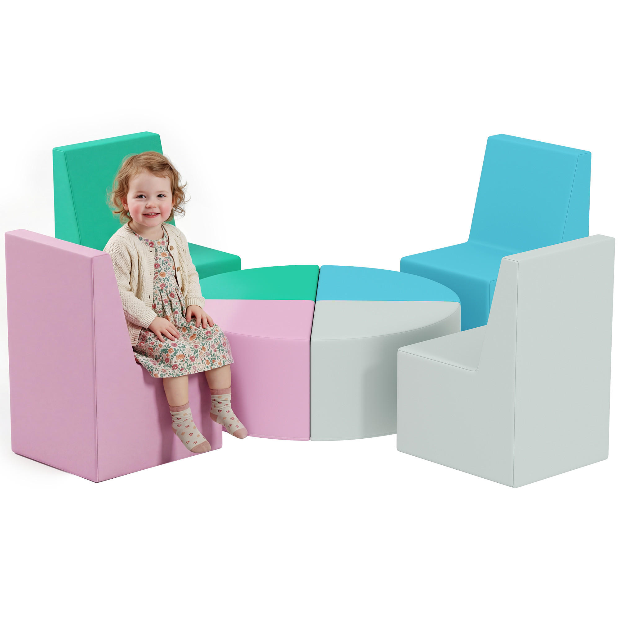 MOTORIKSPIEL DE-18218 modular, 8-teilig, als Tisch & Hocker nutzbar Bunt - Multicolor, Kunststoff (150/50/150cm) - ComfortXL
