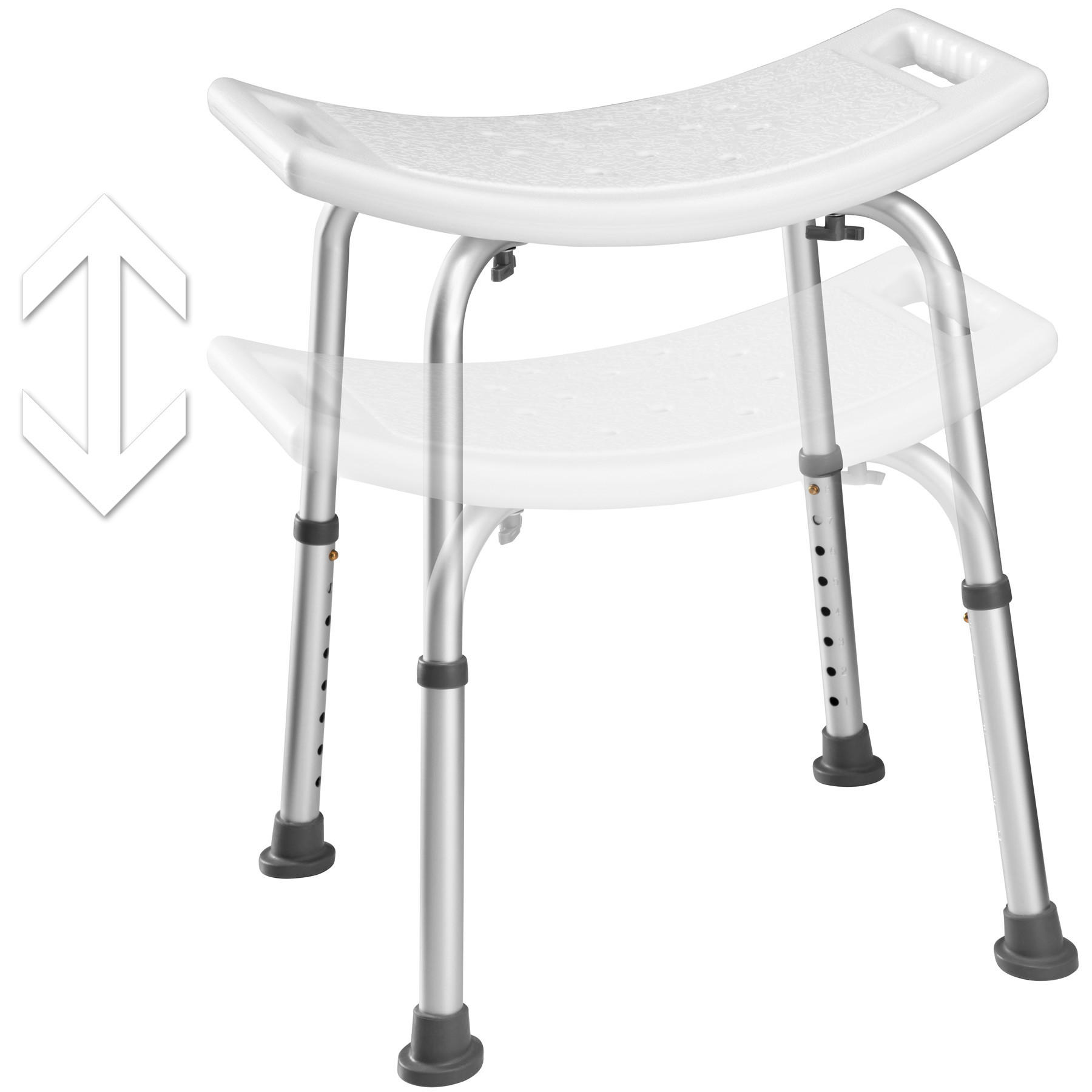 DUSCHHOCKER ,51 x 39 x 43 – 60,5 cm,weiß - Weiß, Metall (39/60.5/51cm) - tectake