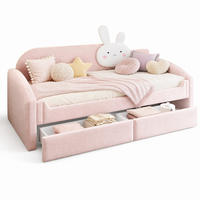 KINDERBETT 90/200 cm in Rosa mit LED und Schubladen aus Samt - Rosa, Holzwerkstoff/Textil (90/200cm) - CHICFURN