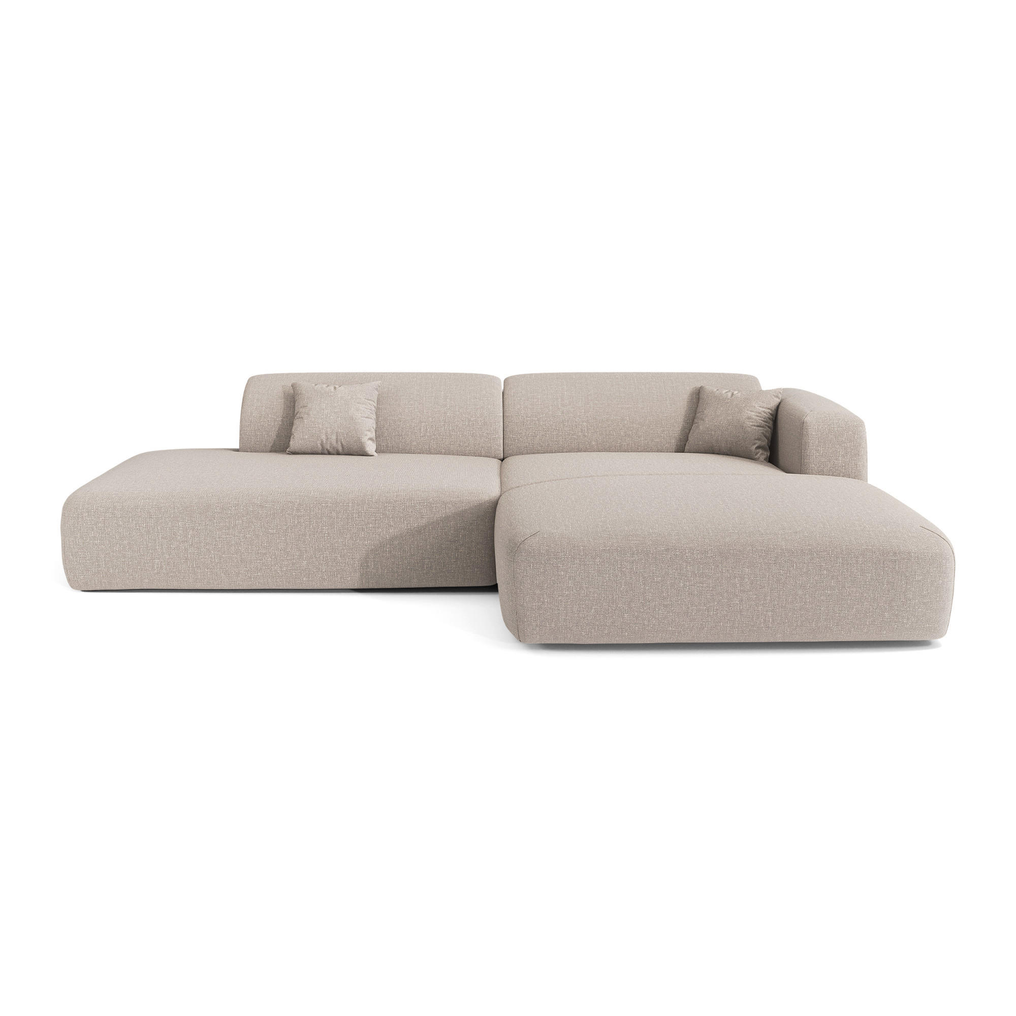 ECKSOFA RECHTS Rastergewebe Beige 310cm - Beige, Textil (300/96cm) - Sia Home