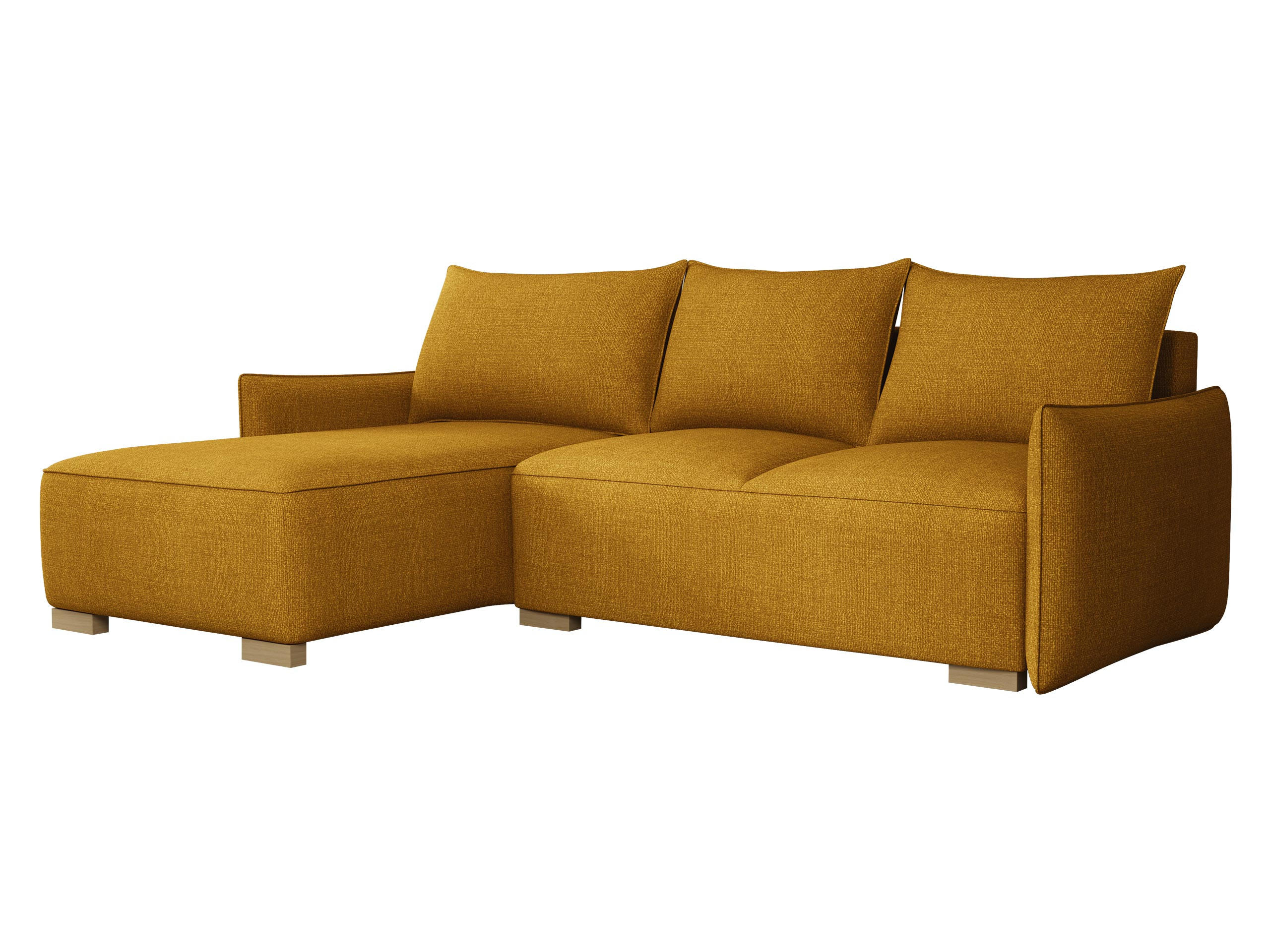 ECKSCHLAFSOFA Focus L - Gelb/Naturfarben, Holz/Textil (240/155cm) - MIRJAN24