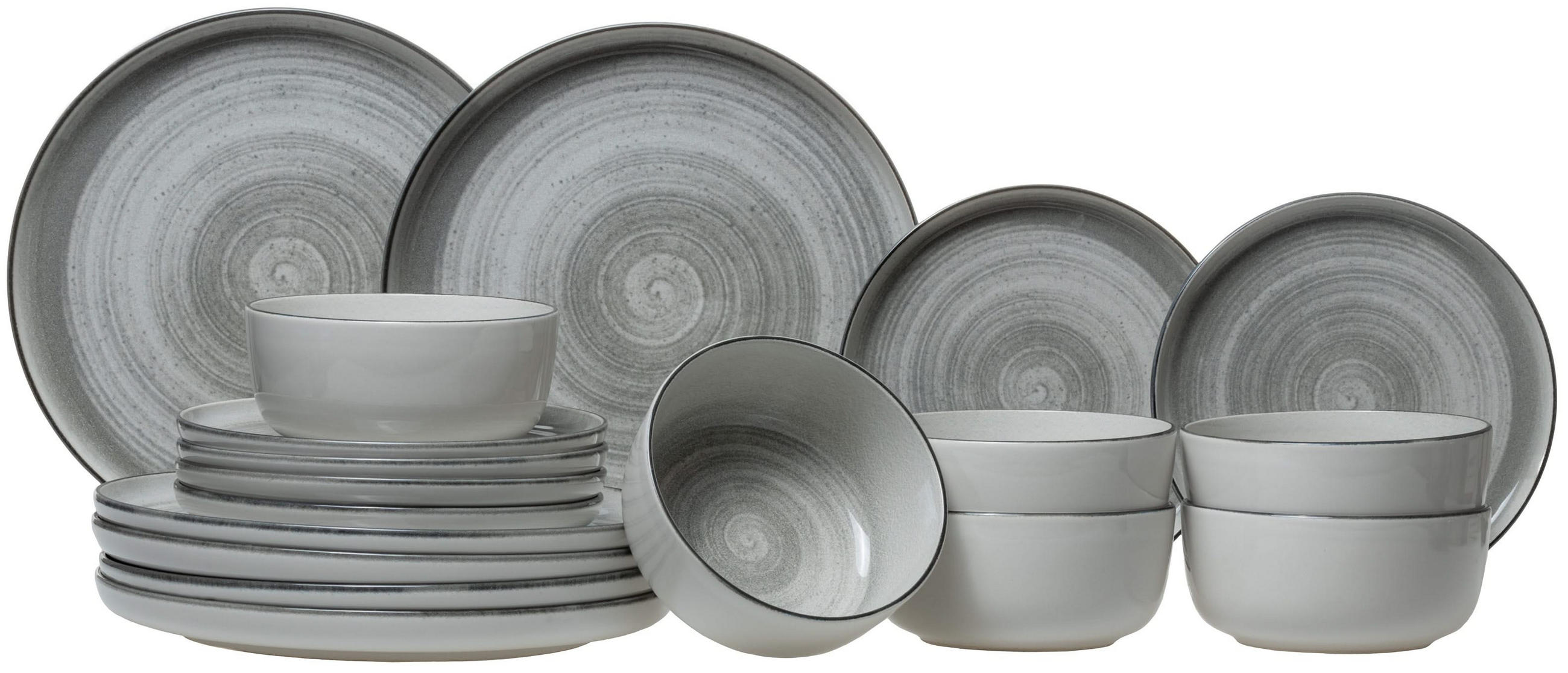 GESCHIRRSET18-TEILIG GESCHIRRSETBaltic Grey - 18-teilig / 6 Personen - Grau, Keramik (2/2/1cm) - Cosy & Trendy