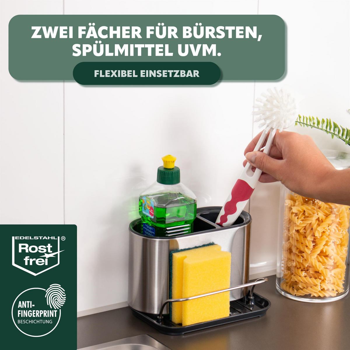 SPÜLBECKEN-ORGANIZER, silber, Edelstahl - Edelstahlfarben, Metall (18/12/13cm) - bremermann