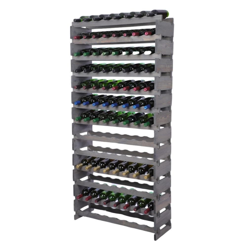 WEINREGAL VINOTECA FLEX PRO HxBxT 177x84x28cm 104 Flaschen auf 13 Ebenen Grau - Grau, Holz (84/177/28cm) - PROREGAL