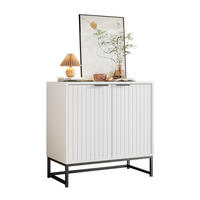 KOMMODE aus Spanplatte 80x40x80 cm Weiß mit Stauraum, Metallgriffen und Metallbeinen - Weiß, Holzwerkstoff (80/80/40cm) - Modfu
