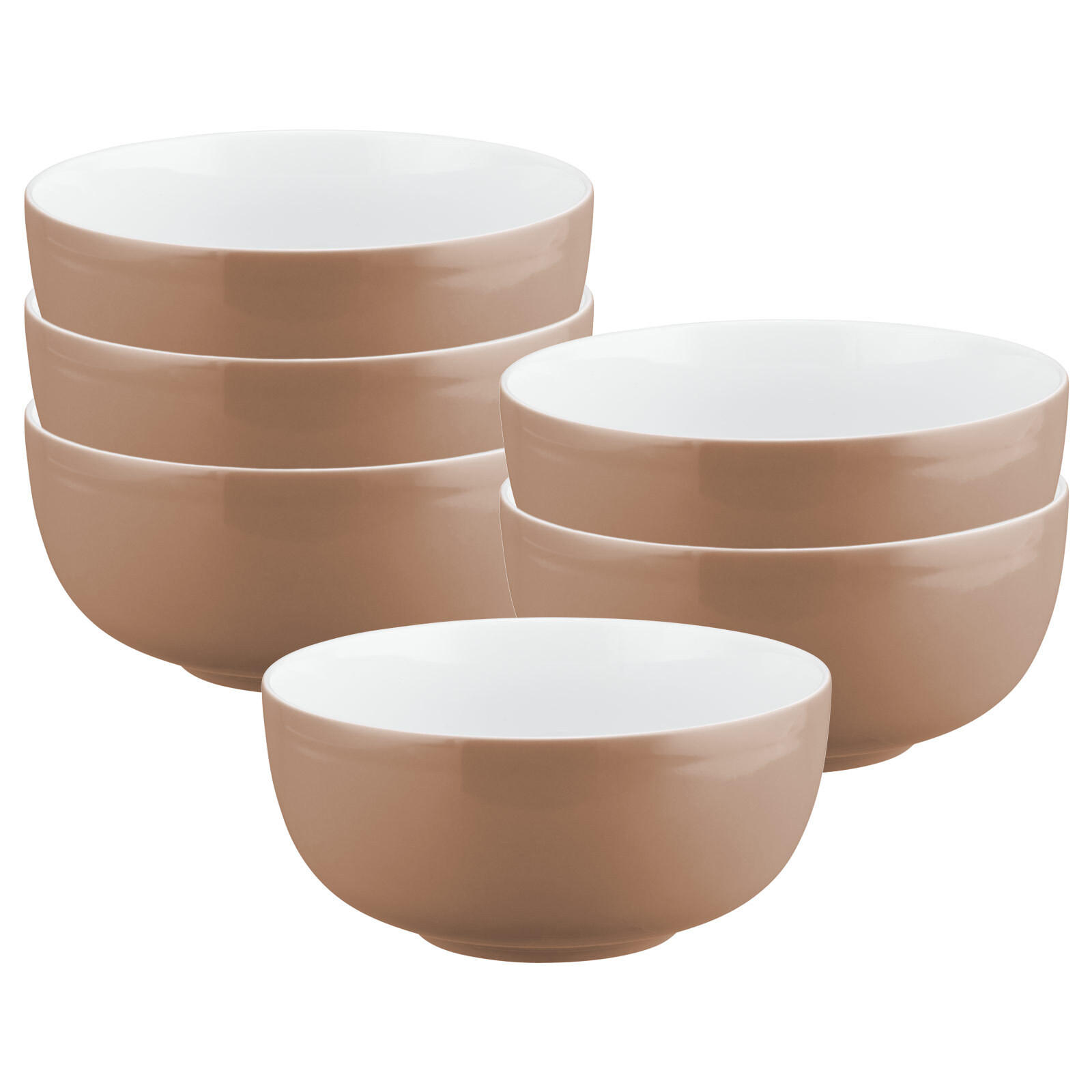 MÜSLISCHALEN Liberty Pure Colors Cocoa Brown ø 15 cm 6er Set - Braun, Keramik (15cm) - Seltmann Weiden