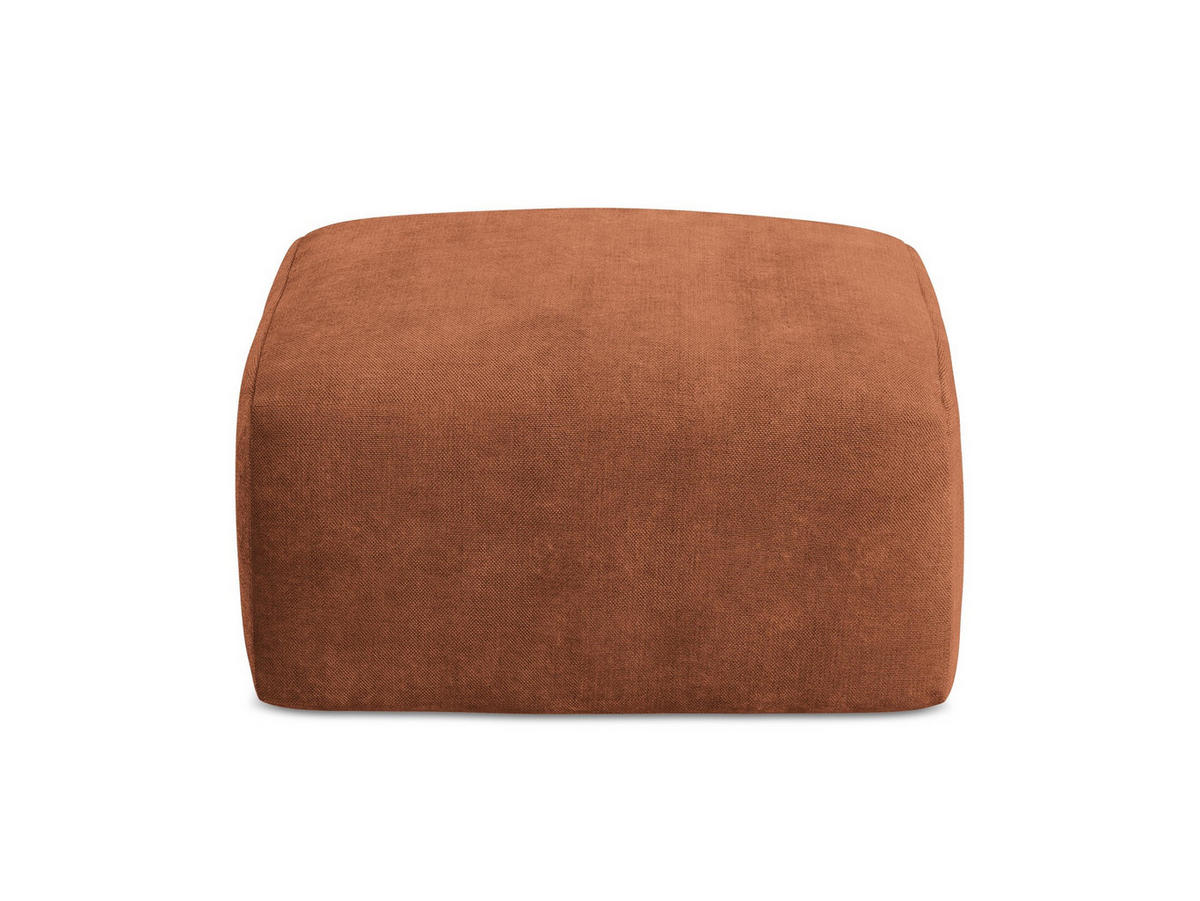 POUF Chenille Stoff Orange - Terracotta/Schwarz, Holzwerkstoff/Kunststoff (65/40/65cm) - Makamii