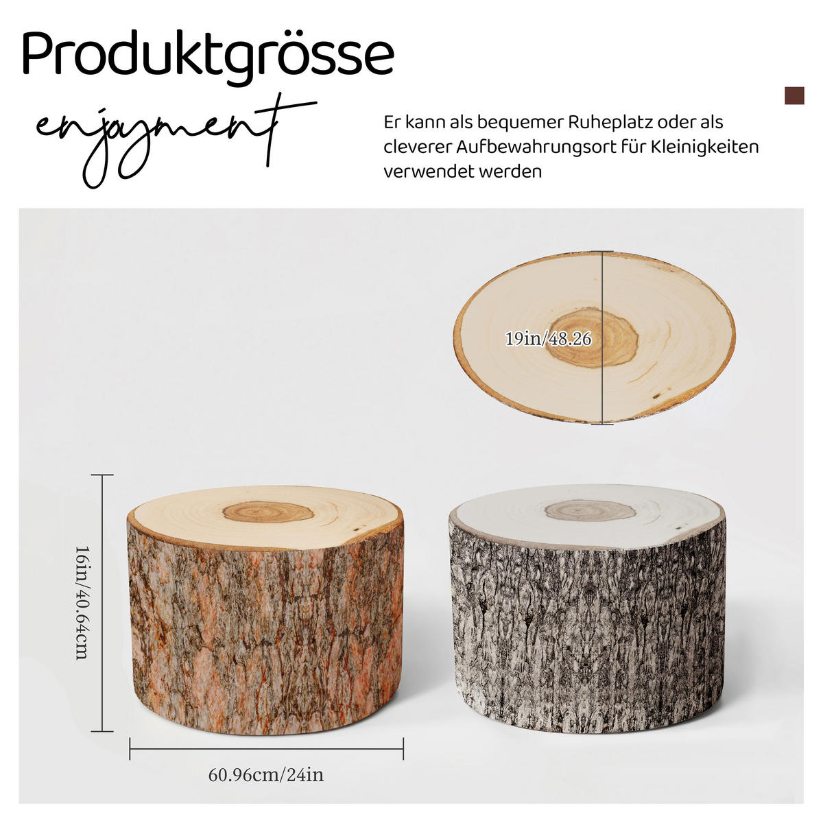 POUF Baummuster 1 Stück Braun - Braun, Textil (48/40.6/60.9cm) - Vercart